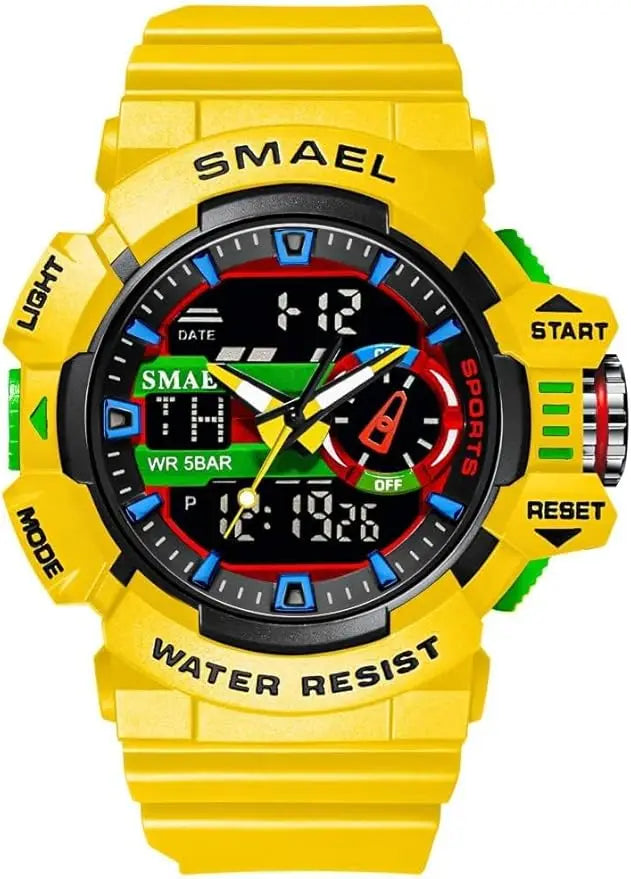 Men's Large Face Outdoor Sports Watches Military S-Shock Watch Waterproof, Backlight, Alarm, Stopwatch Features - Rugged Wristwa