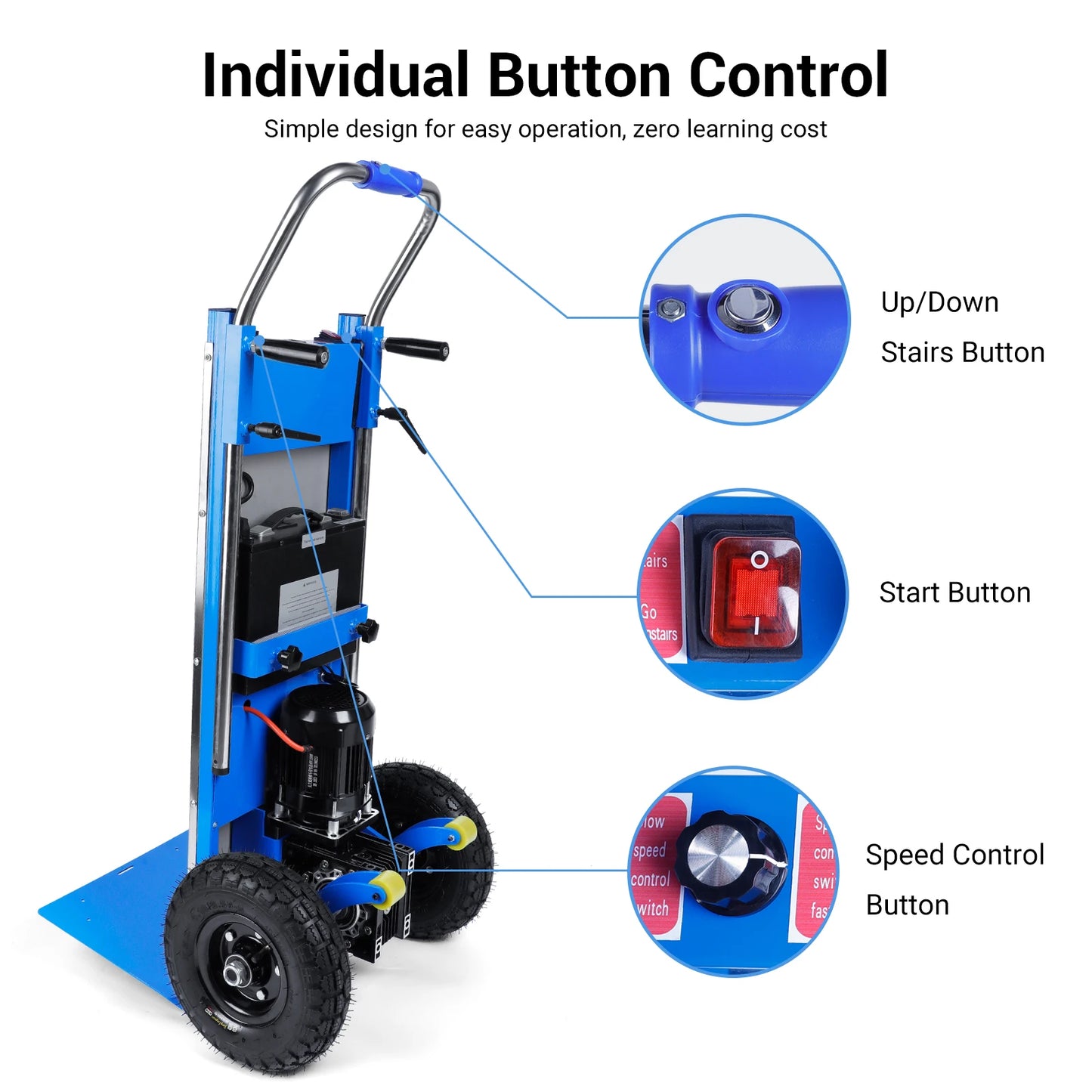Heavy Duty Electric Stair Climbing Hand Truck Dolly Cart 880 Lb Capacity for Easy Transport of Heavy Objects up And down Stairs