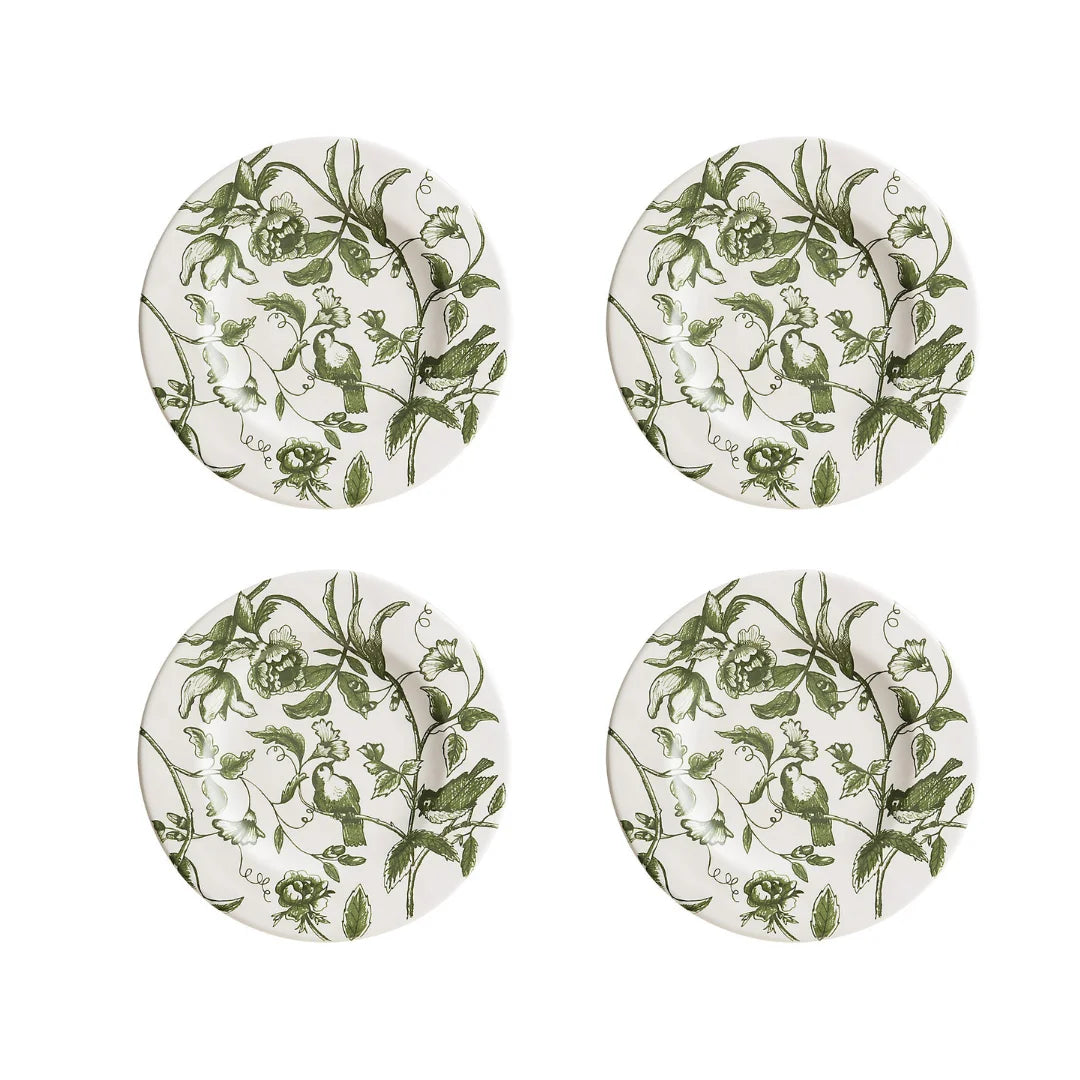 Set of 4 Flower And Bird Design Dinner Plates Kitchen Dining Tableware