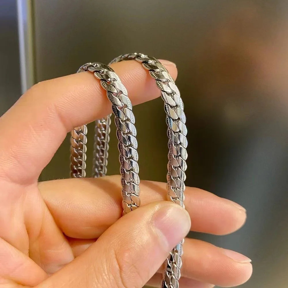 6mmDiamond Cut Miami Cuban Link Chain for Men Women 925 Sterling Silver Curb Chain Necklace,Cool Hip Hop Jewelry