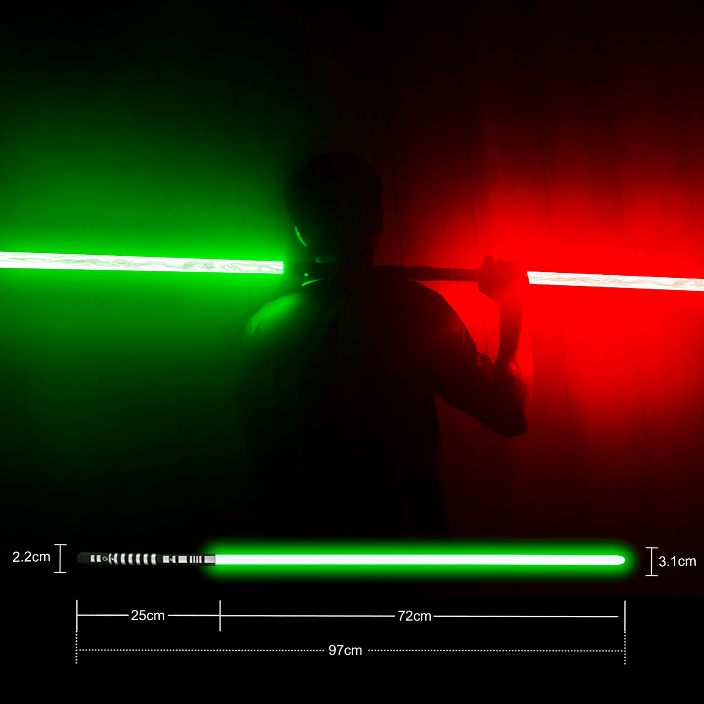 PHS Dueling Lightsabers,4 Modes Sounds for Adults,Black Metal Hilt Light up Sword Toys for Birthday Party Favors (99cm)