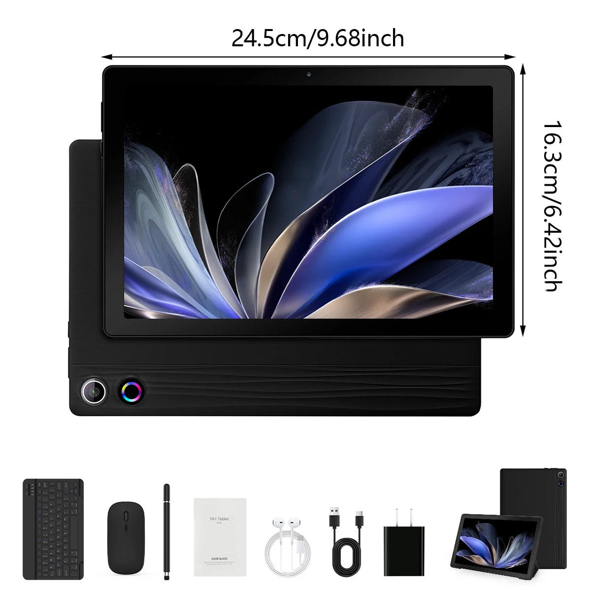 A10L 10 Inch Tablet Android 14 12GB RAM 64GB ROM 1TB Expand WiFi6 Face Unlock HD IPS Screen Keyboard Mouse Stylus With Pick Bag