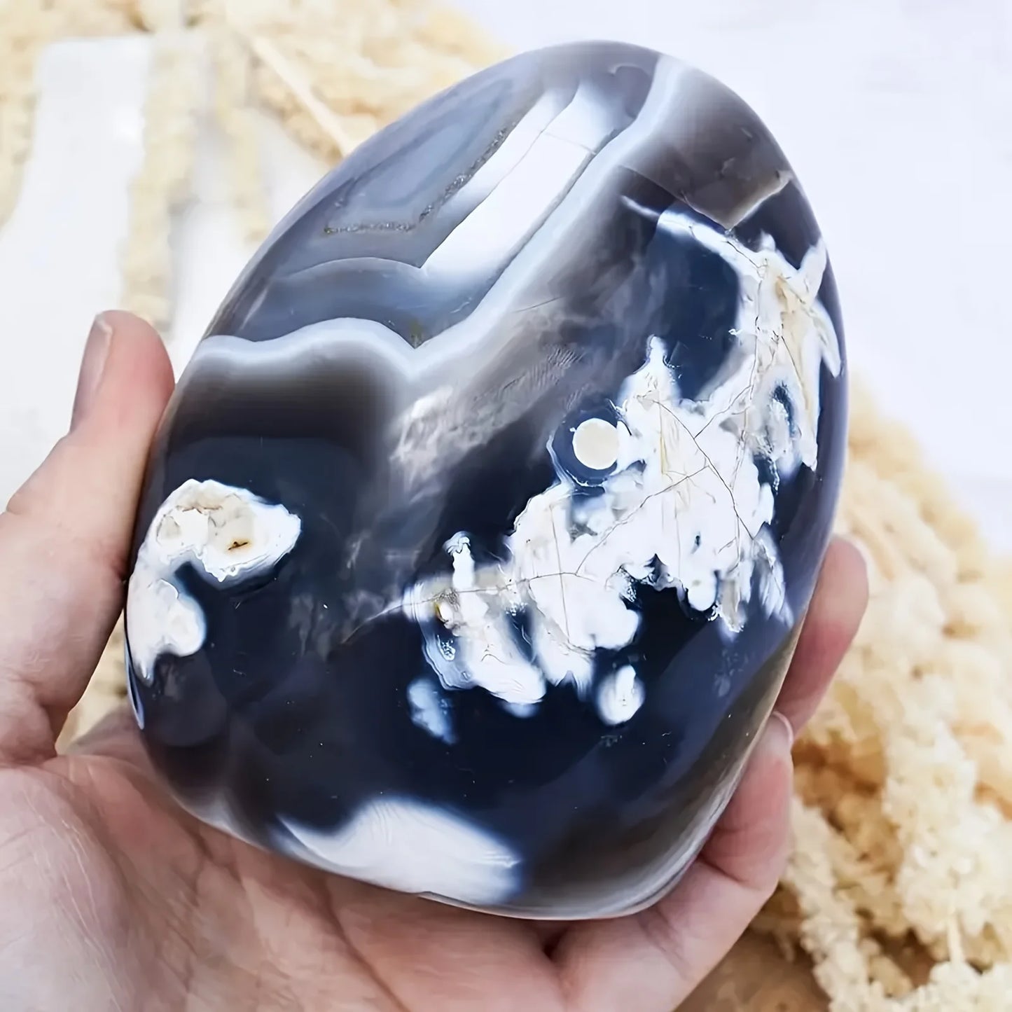 1PC Elegant Orca Agate Freefrom, Home Decor Ornament, Holiday Party Decorations, Collection Crystal Crafts, Holiday Gift