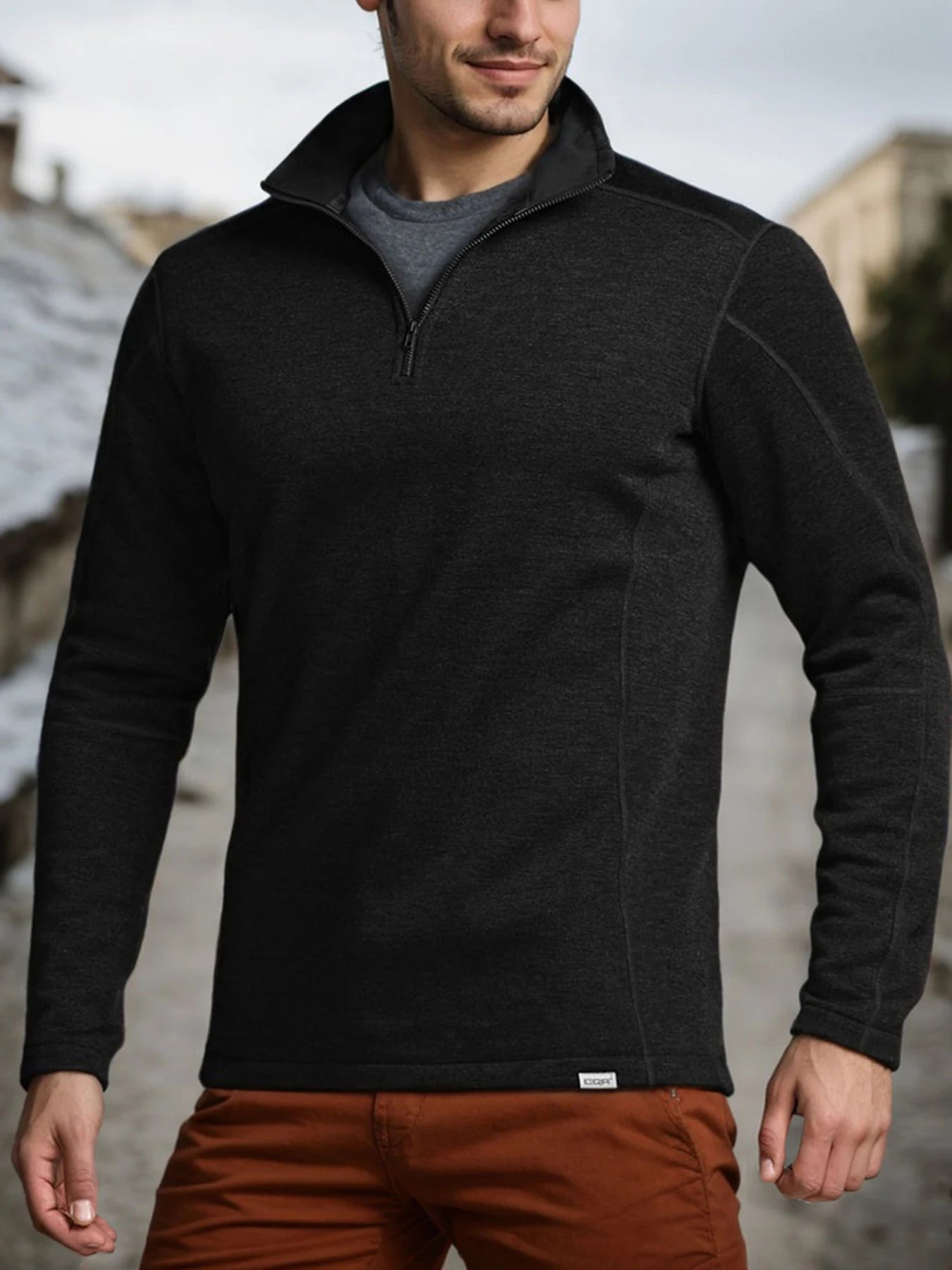 Men's Thermal Quarter Zip Sweater Lightweight Long Sleeve Pullover Casual Mock Neck Sweaters