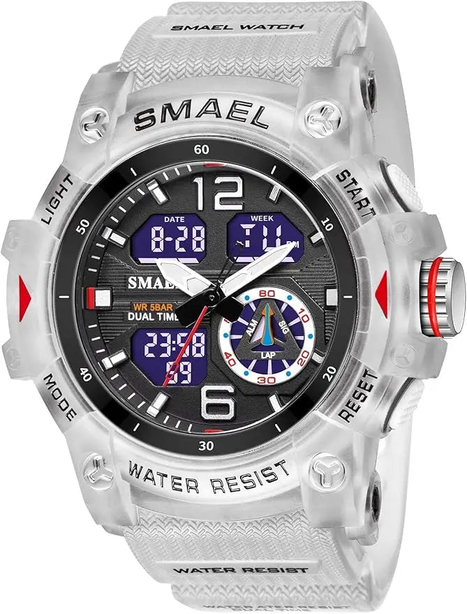 Men's Large Face Outdoor Sports Watches Military S-Shock Watch Waterproof, Backlight, Alarm, Stopwatch Features - Rugged Wristwa