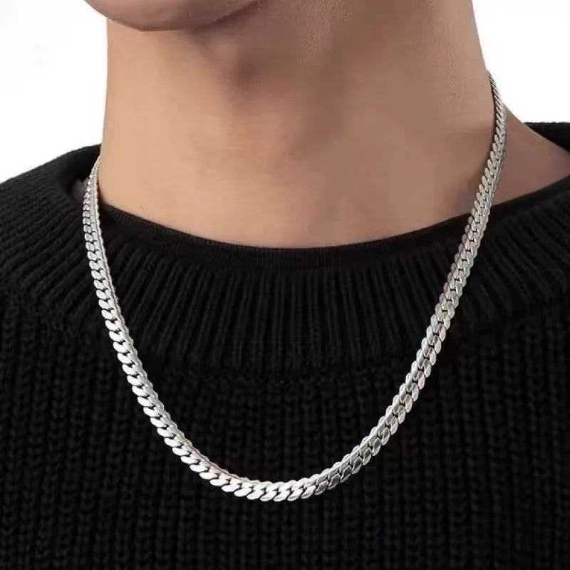 6mmDiamond Cut Miami Cuban Link Chain for Men Women 925 Sterling Silver Curb Chain Necklace,Cool Hip Hop Jewelry