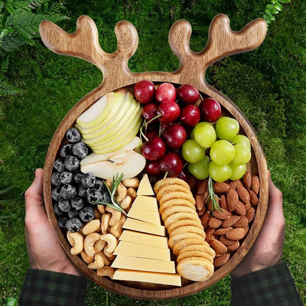 Appetizer Platter Decorative Food Dish Plate with Antler Handle Sushi Dishes Plate Dessert/Snacks/Fruit/Cookies Kitchen Supplies