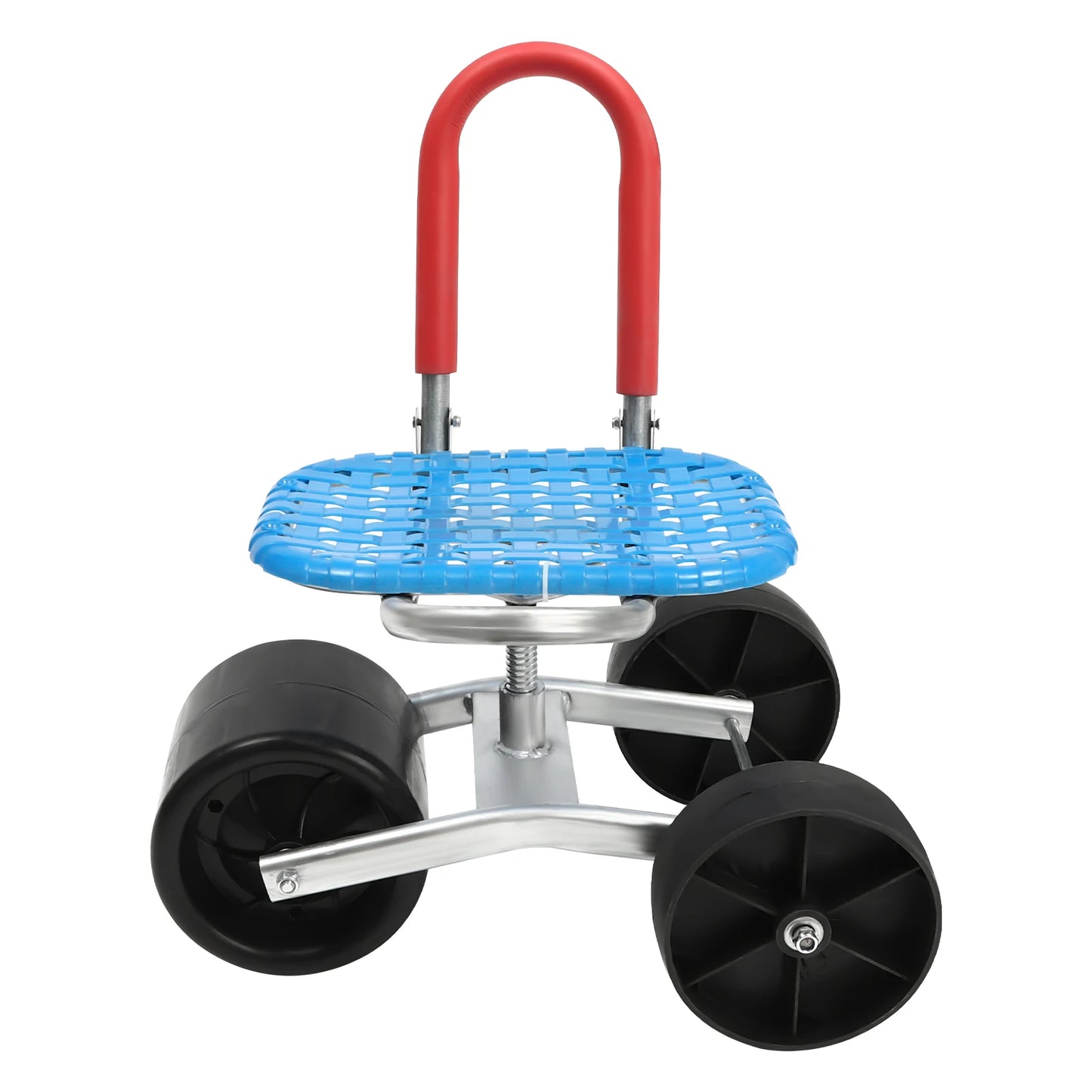 Rolling Garden Stool 150kg - Heavy-Duty High-Carbon Steel Cart w/3×360° PE Wheels, Adjustable Height 23-38cm, L-Shaped Seat