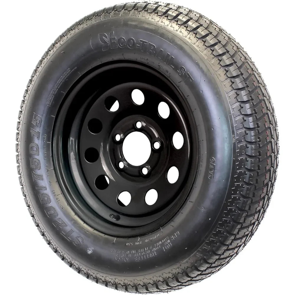 HOME.2-Pack Trailer Tire On Black Wheel Modular Rim ST205/75D15 Load Range C 5 Lug