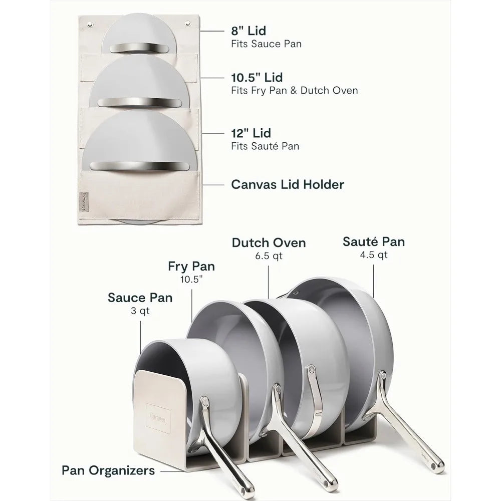 Nonstick Ceramic Cookware Set (12 Piece) Pots, Pans, Lids and Kitchen Storage - Non Toxic, Cookware Set