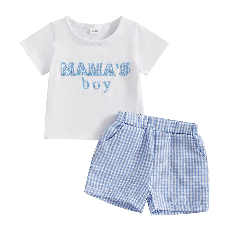 Toddler Boys Casual Outfits Printed Short Sleeve T-Shirt and Elastic Waist Shorts Set for Summer 2 Piece Clothing Set