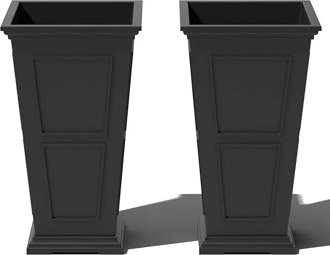 Tall Plastic Planter - Large Outdoor Planter for Front Porch | Weather Use -Crack Resistant All