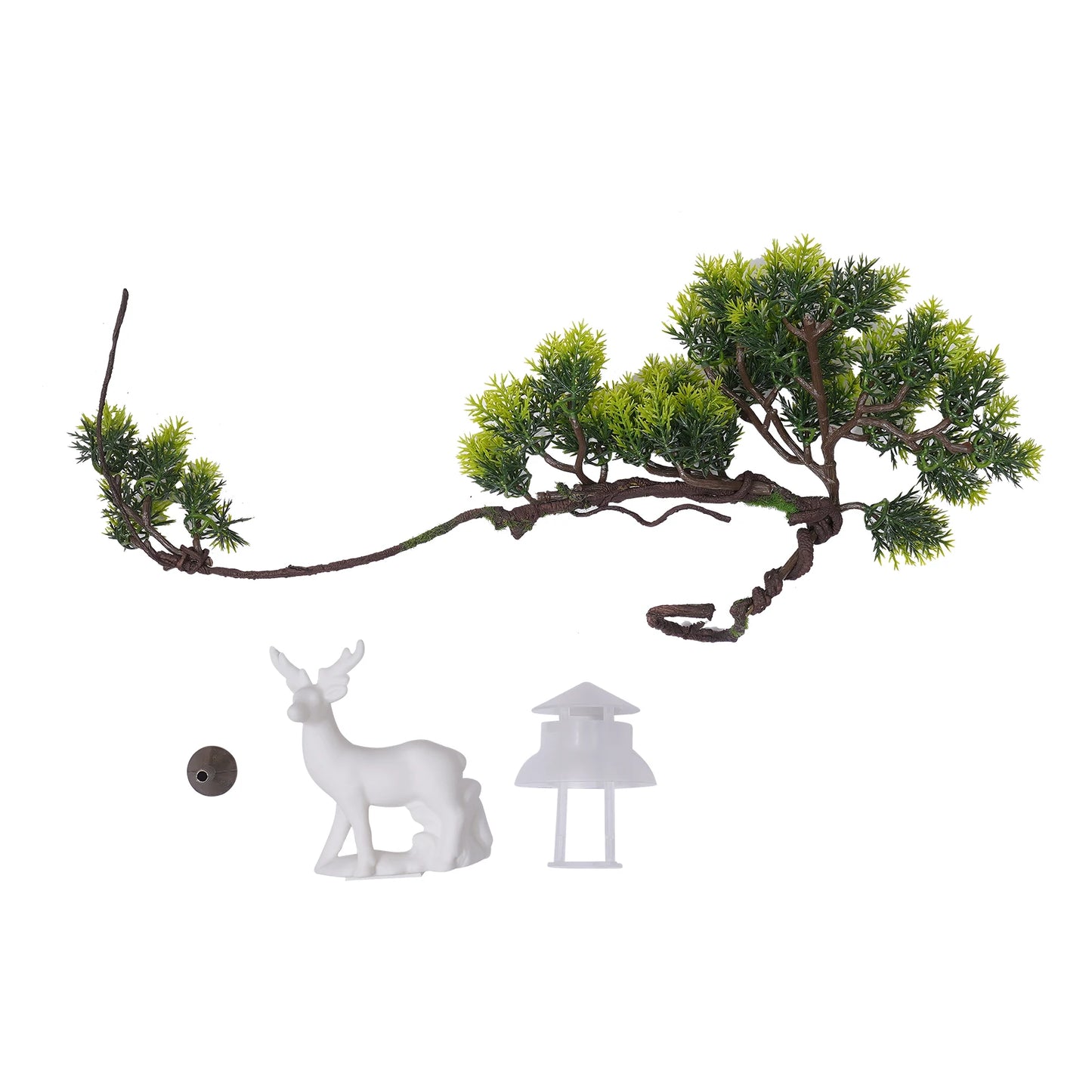 Indoor Ceramic Tabletop Fountain with LED Lights, Mist, Deer & Plants, Waterfall Design for Home, Spa & Yoga Relaxation