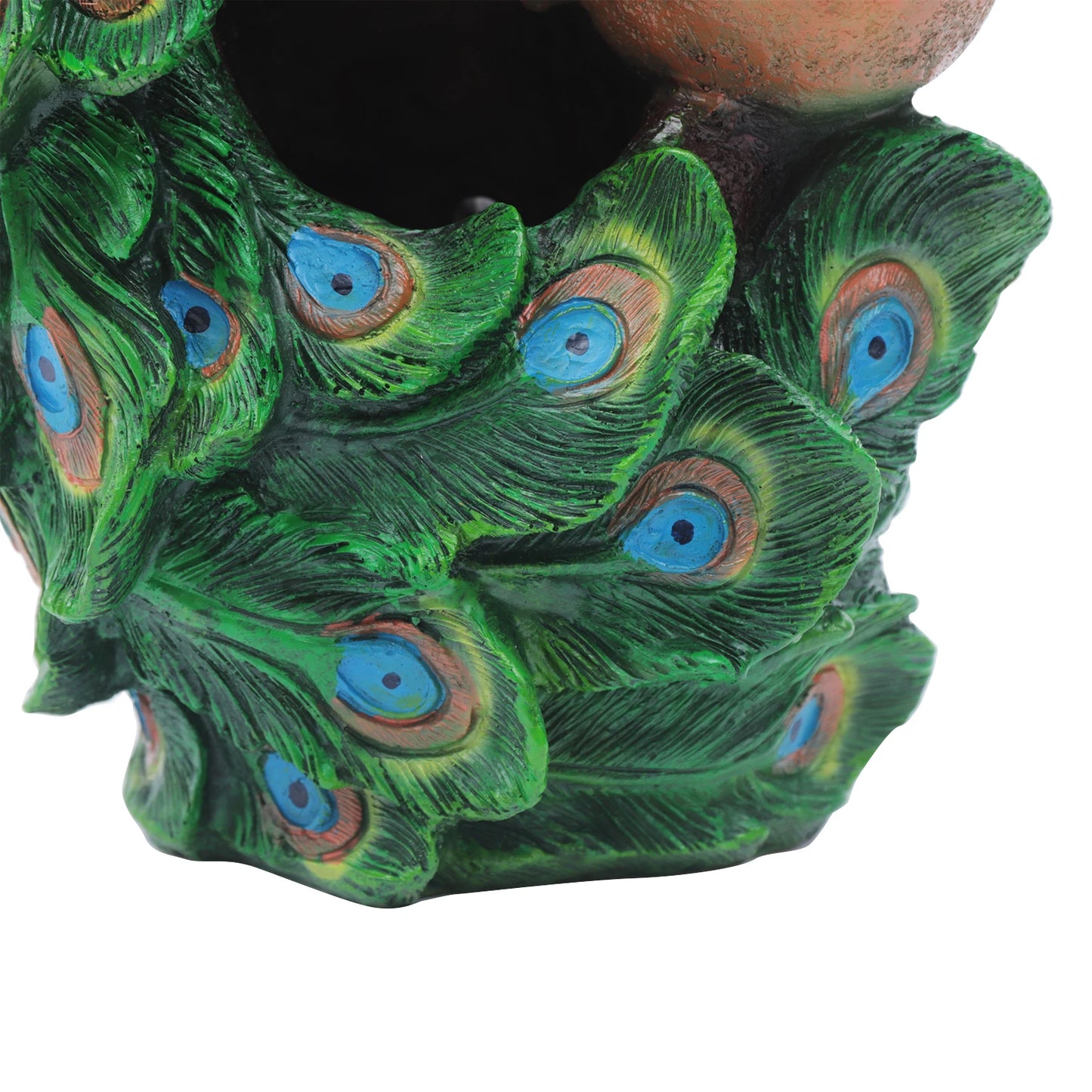 Peacock Waterfall Fountain Desktop Ornament Indoor Feng Shui Water Sound Decor, Rockery Waterfall Resin Fountain Ornament Decor