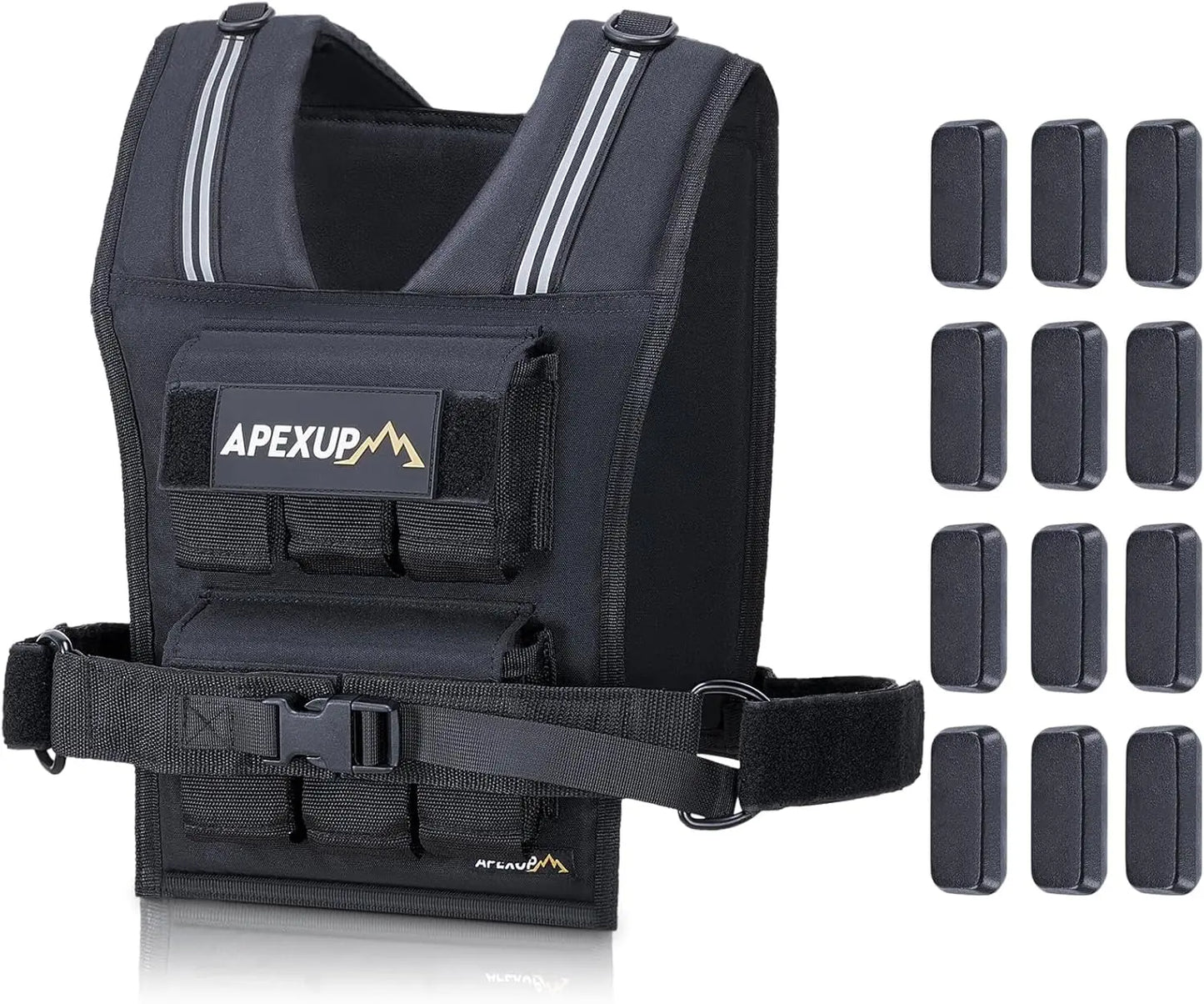Adjustable Weighted Vest Men 20lbs/30lbs/40lbs Weights with Reflective Stripe, Weight Vest Woman Workout Vest for Strength Train