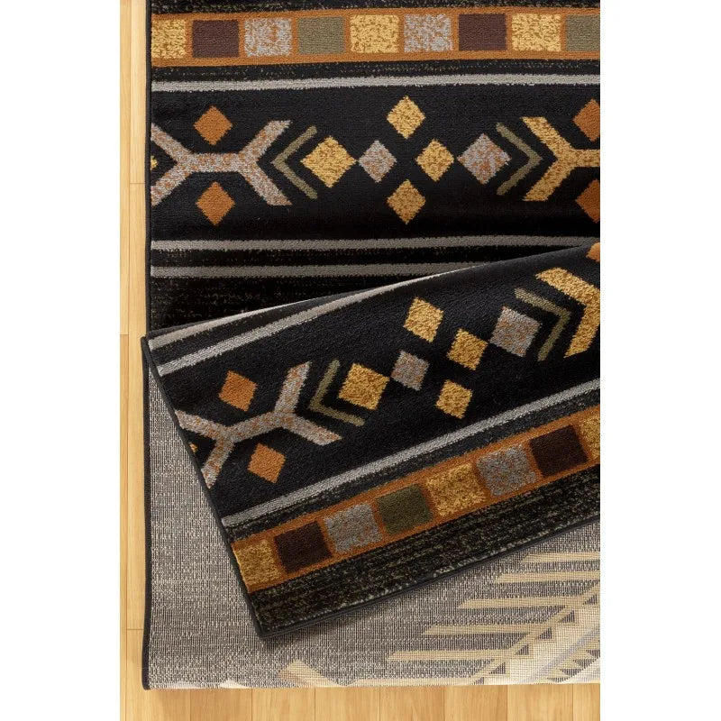 Tribes GC_YLS4001 Black 5 ft. 3 in. x 7 ft. 3 in. Southwest Area Rug