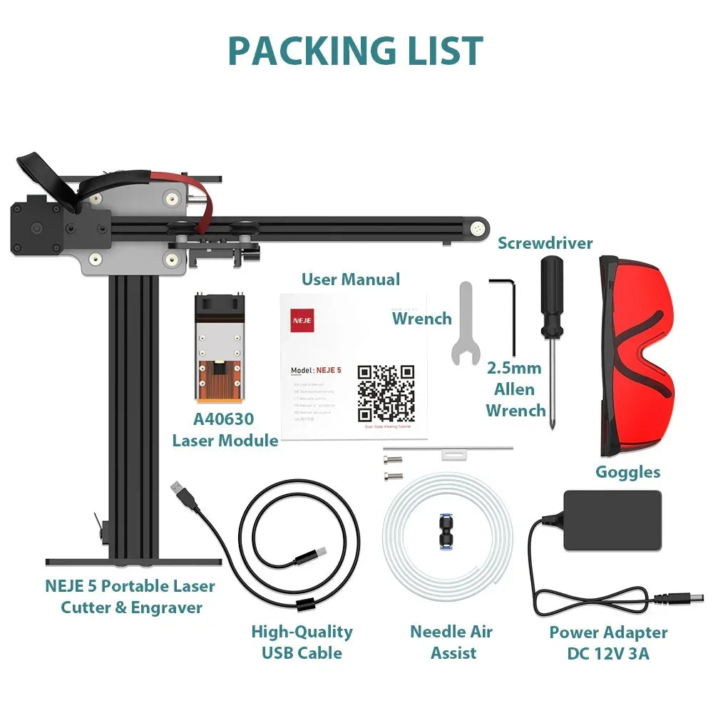 NEJE 5 Wireless Portable Laser Cutter / Engraver with A40630 Laser Module For Wood Leather Acrylic Portable Laser Engraving