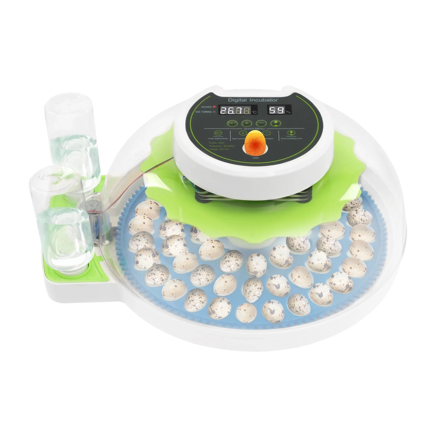 Small Incubator for 60 Small Eggs, Automatic Water Replenishment and Temperature Control Incubator, Outdoor Poultry