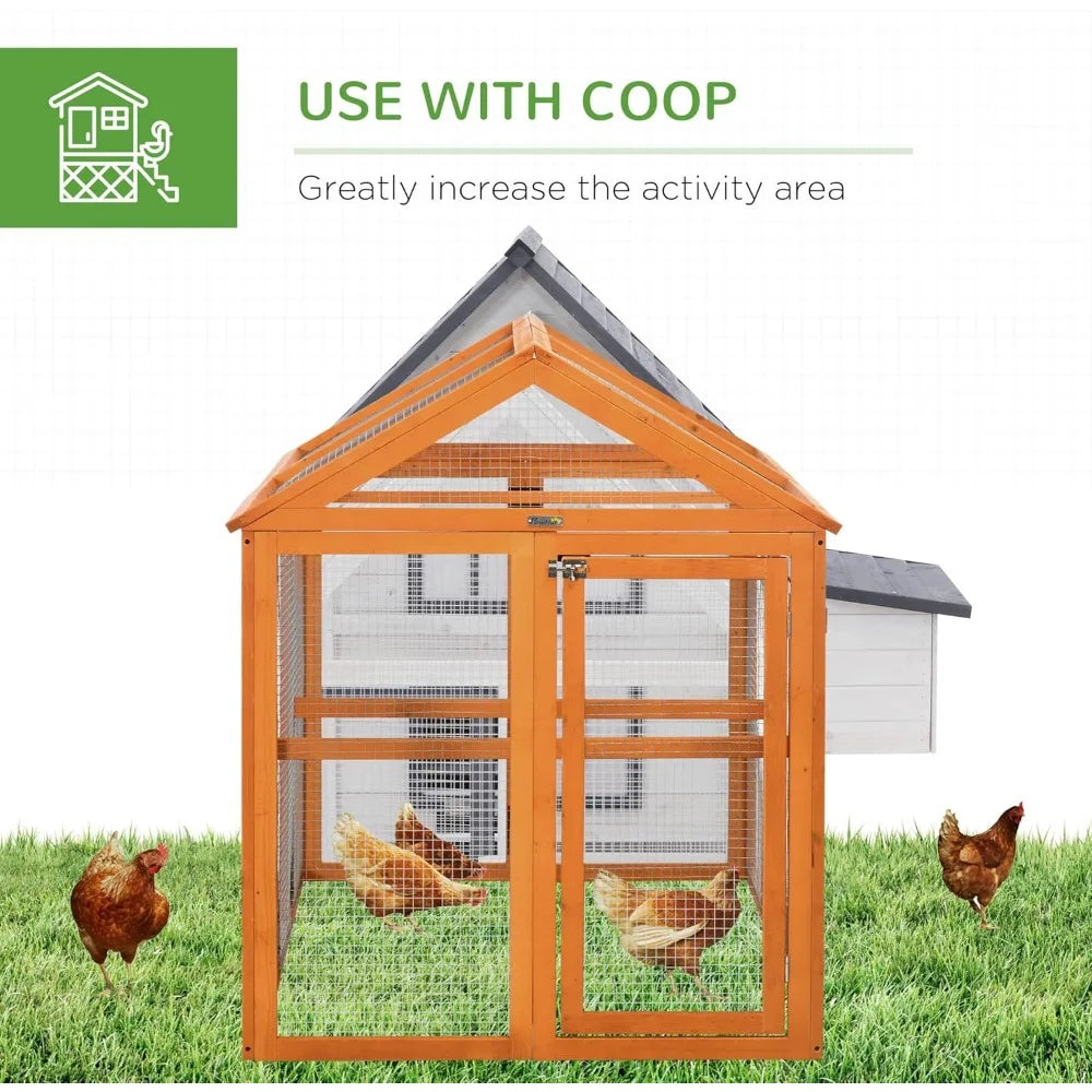 Chicken Run, Wooden Large Chicken Coop, Combinable Design with Perches & Doors for Outdoor, Backyard, Farm, 4.6' x 2.8', Orange