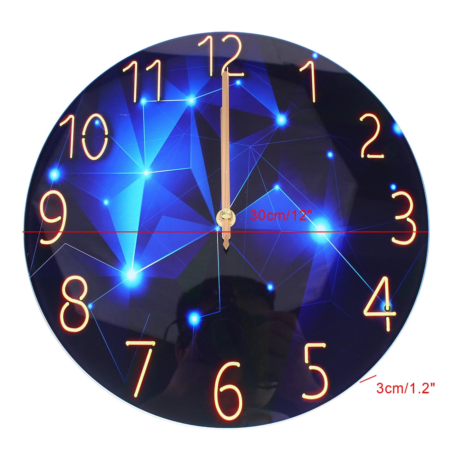 Ultra Thin Glass Wall Clock with Silent Movement Rust Resistant Metal Pointers High Light Transmission Easy to Hang for Home Decor
