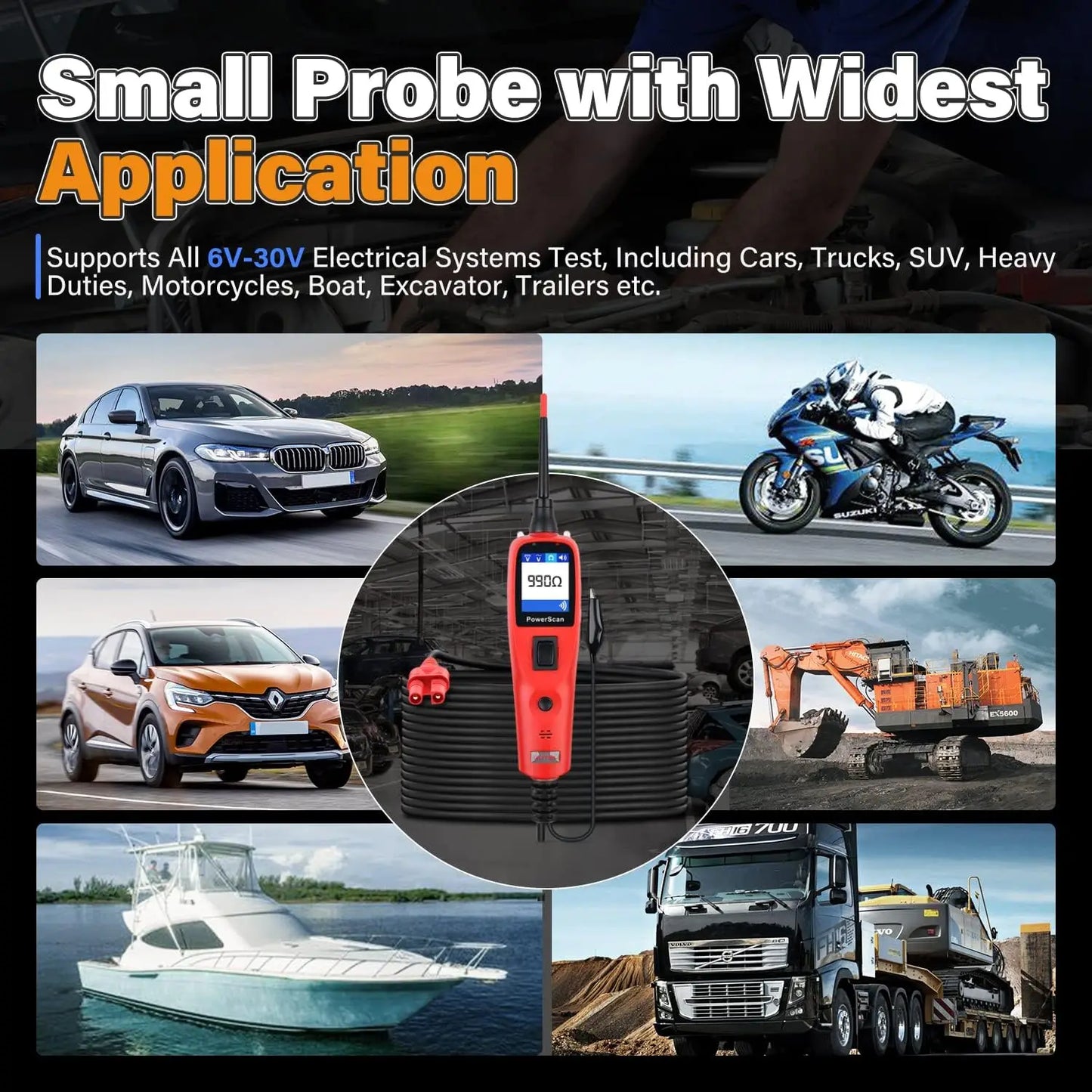 Autel PowerScan PS100 Automotive Circuit Tester 12-24V Power Circuit Probe Tool Electrical Short Open Circuit Finder Test Tool