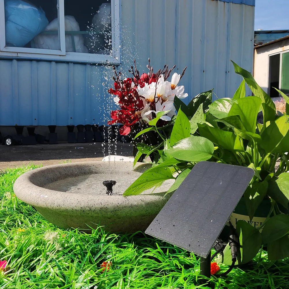 2.5W 5V Solar Water Fountain Low Noise Solar Power Panel Water Pump Different Nozzles Mini Water Fountain for Garden Pool Pond