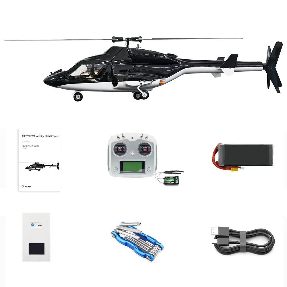 FLYWING Airwolf V2.5 Scale Helicopter H1 Flight Control GPS 450L Size High simulation Long Endurance 6CH RC helicopter RC plane