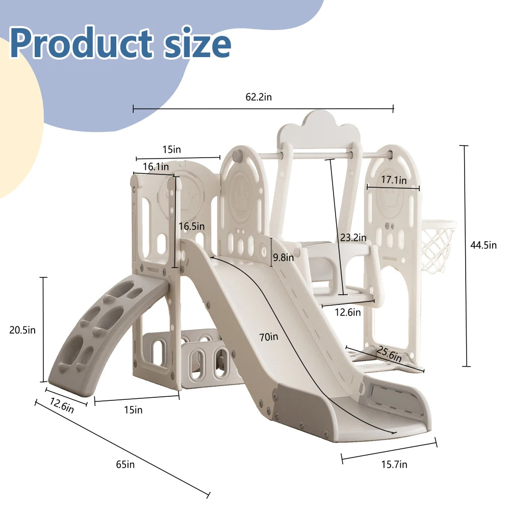 Toddler Slide, Kids Slide for Toddlers Age 1-4, 11in 1 Baby Slide Outdoor Indoor Playground with Basketball Hoop and Extra long