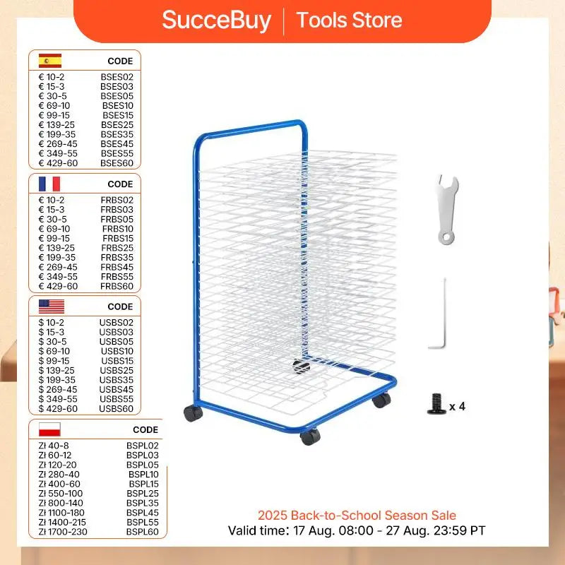 SucceBuy Art Drying Rack 25 Removable Shelves Paint Drying Rack With Lockable Wheels Carbon Steel Painting Drying Rack