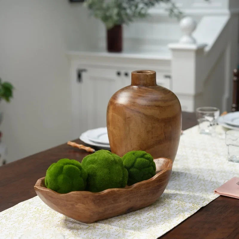 Indoor Decorative Dough Bowl Carved Wood Centerpiece Tabletop Decor Paulownia Wood Warm Aesthetic Home Accent Bowl Fillers