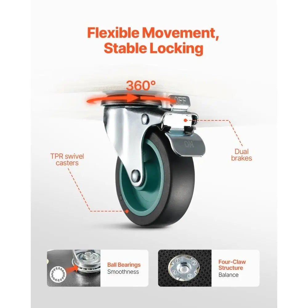 4Pcs Furniture Dolly Set Heavy Duty 551lbs Moving TPR Silent Wheels