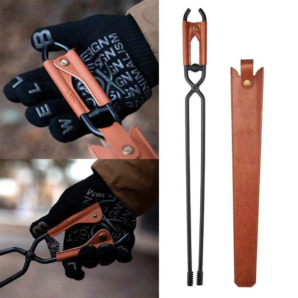 New Outdoor Camping Fire Poker Thickened Anti-scald Carbon Steel Fire Poker Picnic BBQ Lightweight Portable BBQ Tools