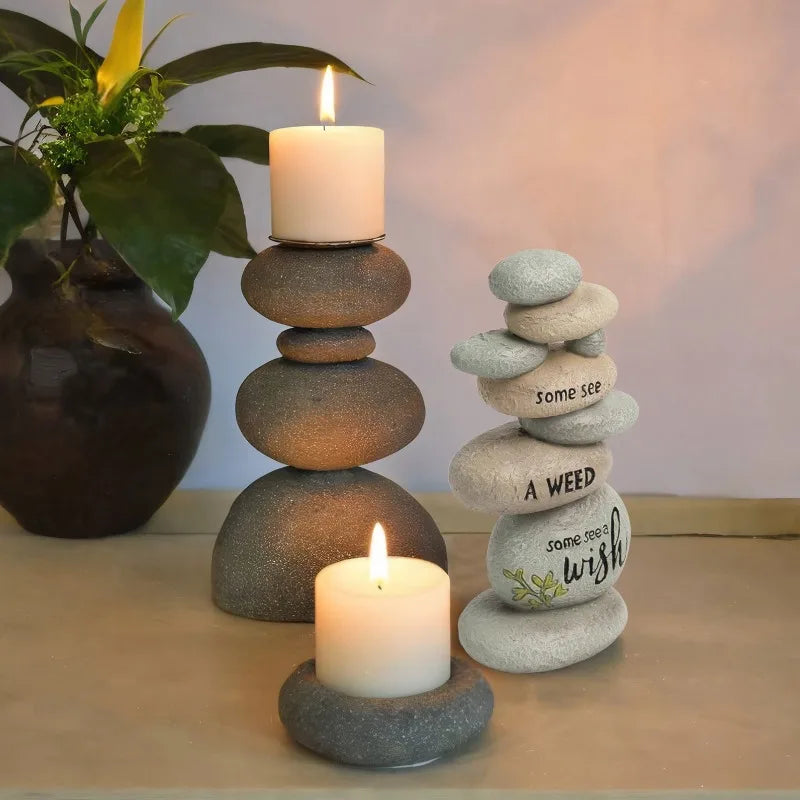 Garden Stones Outdoor Decor, Stacked Rocks Resin Cairn Stones Statue for Japanese Zen Garden Decor,6.2in Fish Tank Aquarium