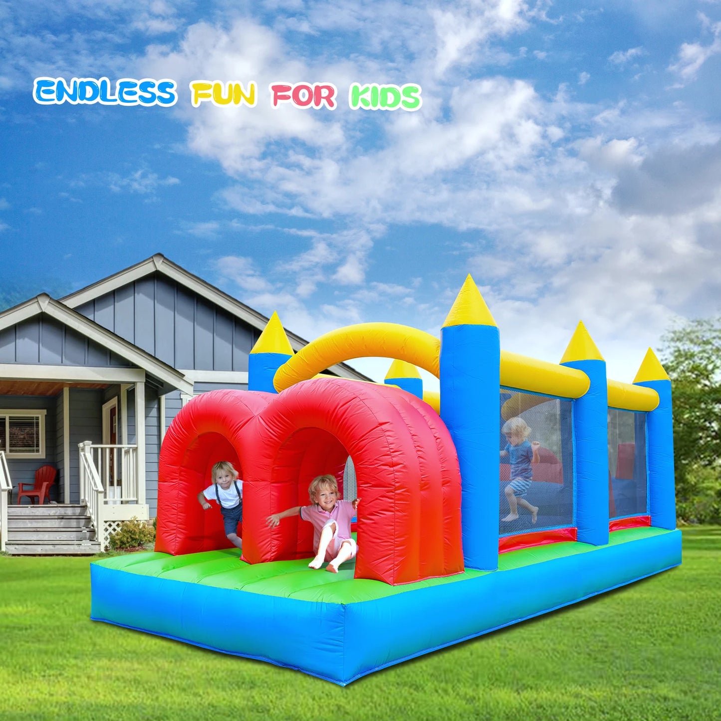 7.3x2.4x2.4m Commercial Grade Inflatable Obstacle Course Bounce House for Kids