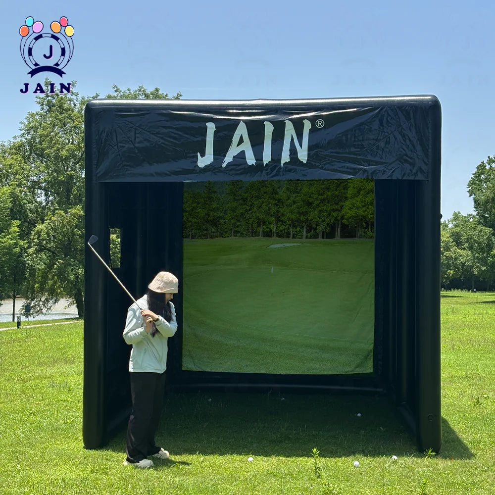 US Stock 13ft Inflatable Golf Simulator Tent For Practice Swing With Screen PVC Inflatable Driving Range For Outdoor Training