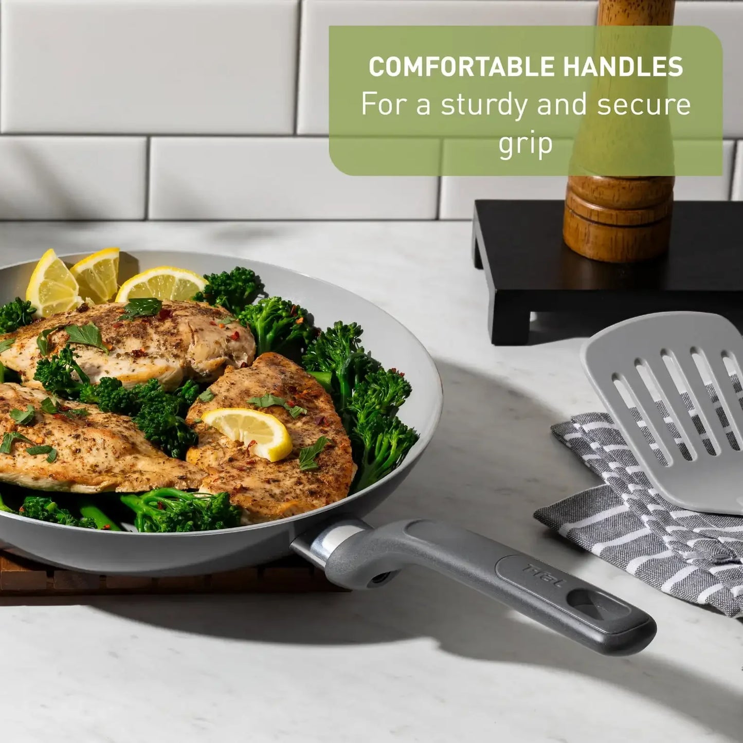 Care Ceramic Non-Stick, 12 Piece Pots and Pans Cookware Set, Stone Grey