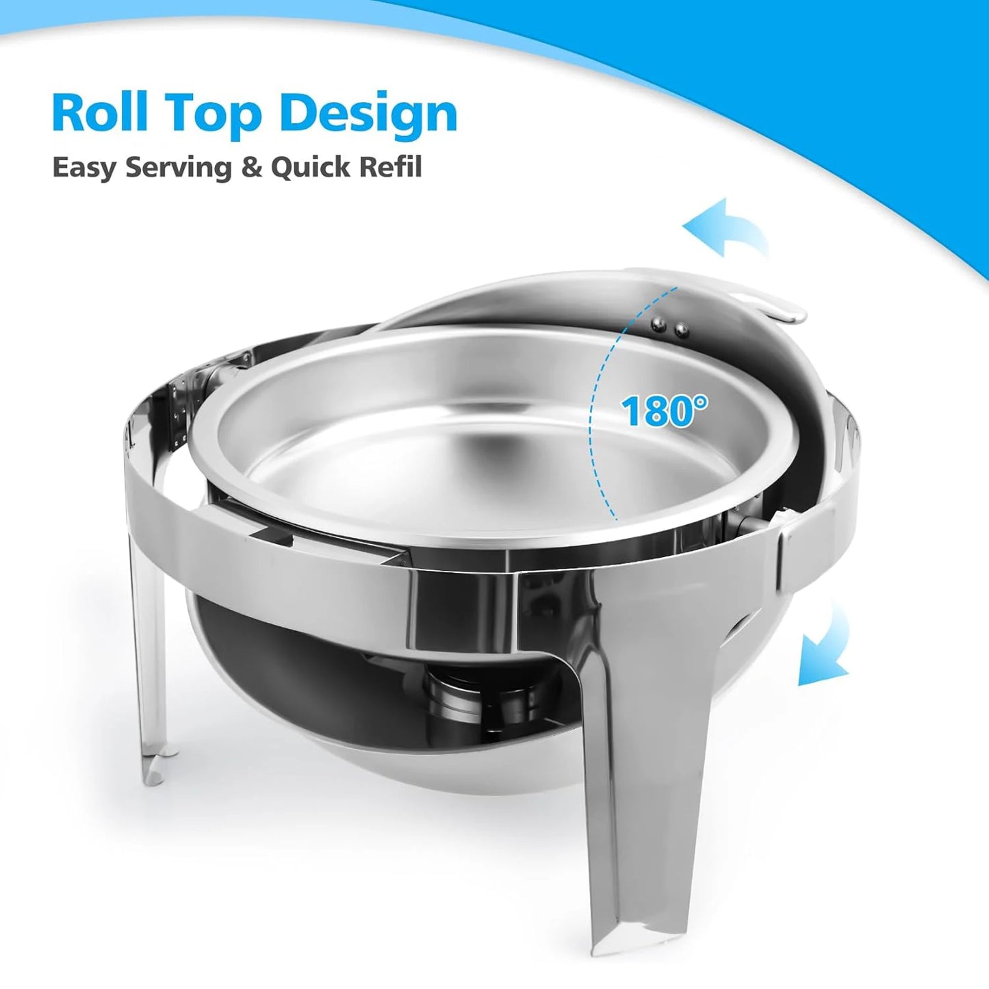 6.8QT Roll Top Chafing Dish Buffet Set,Round Chafing Dishes for Buffet Stainless Steel Chafer with Food/Water Pan and Fuel Holde