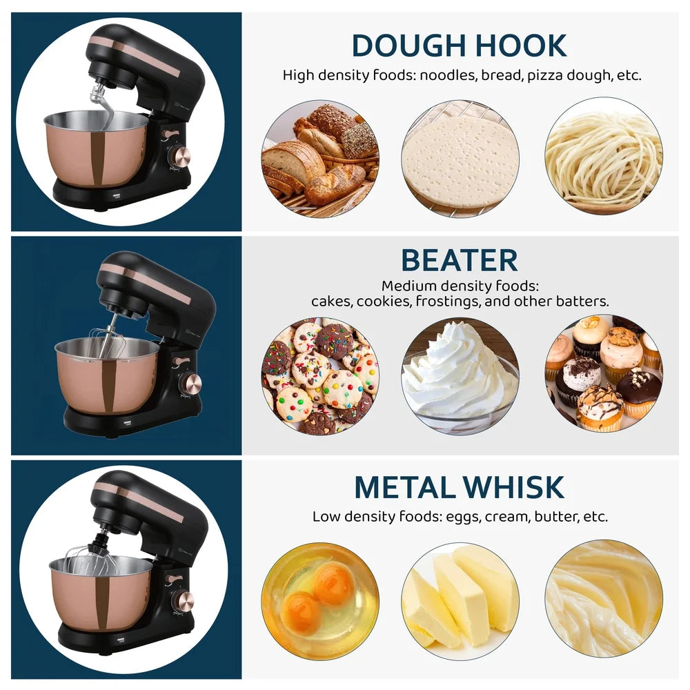 4.5L Retro Stand Mixer with Stainless Steel Bowl 8 Speed Control Planetary Mixing Dough Hook Beater Whisk Safety Switch ETL