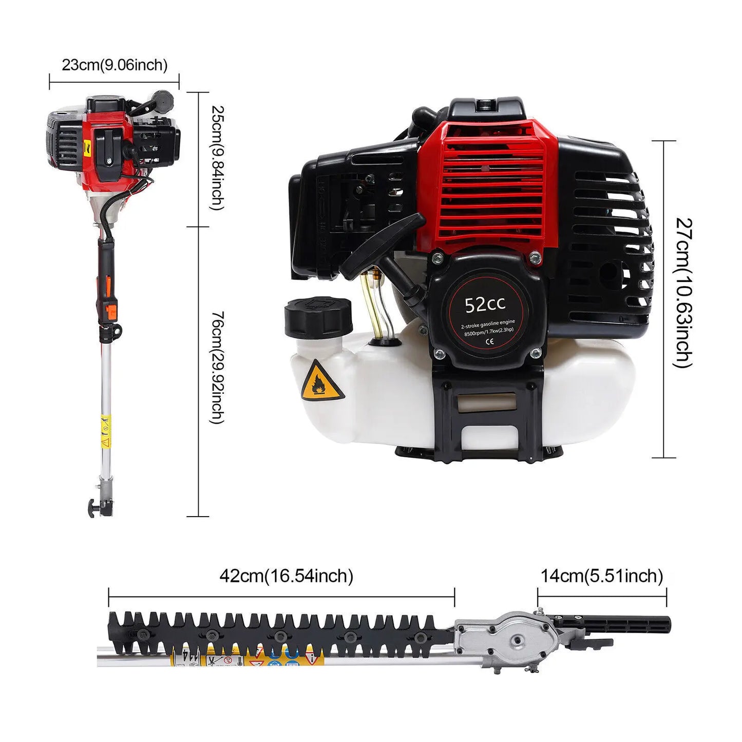 52CC Gas Weed Eater, Gas String Trimmer W/ 10'' Brush Cutter Gas Brush Cutter for Lawn Mower Yard Gas Weed Eater String Trimmer