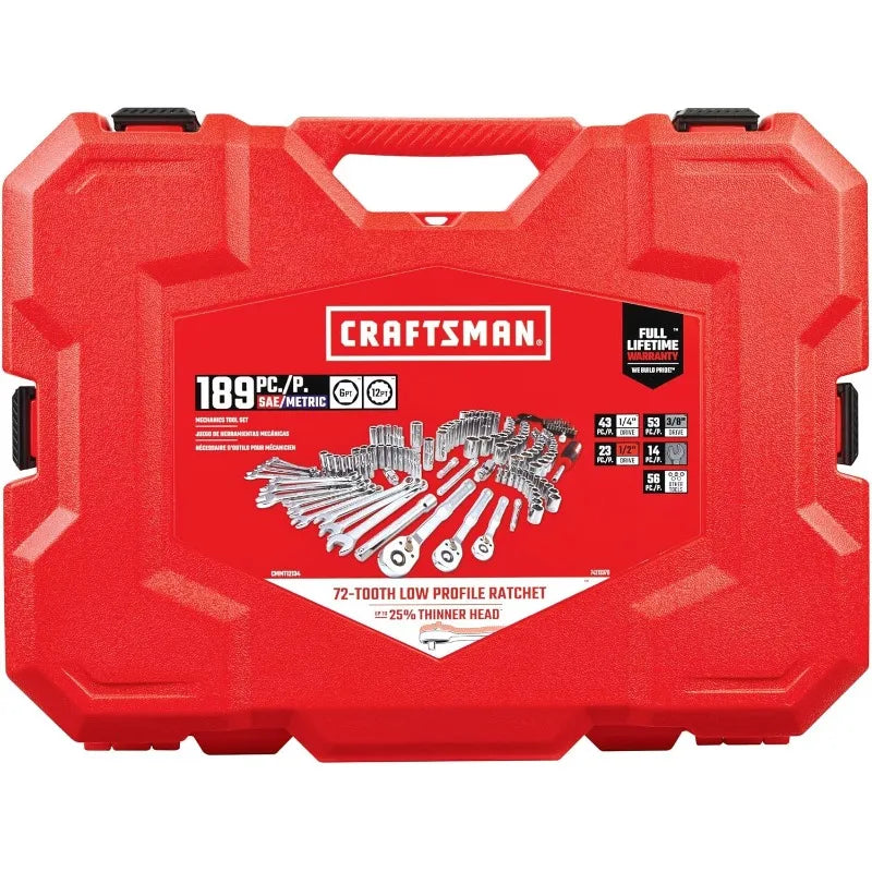 CRAFTSMAN Mechanics Tool Set, 1/4 and 3/8 Inch Drive, 189 Piece (CMMT12134)