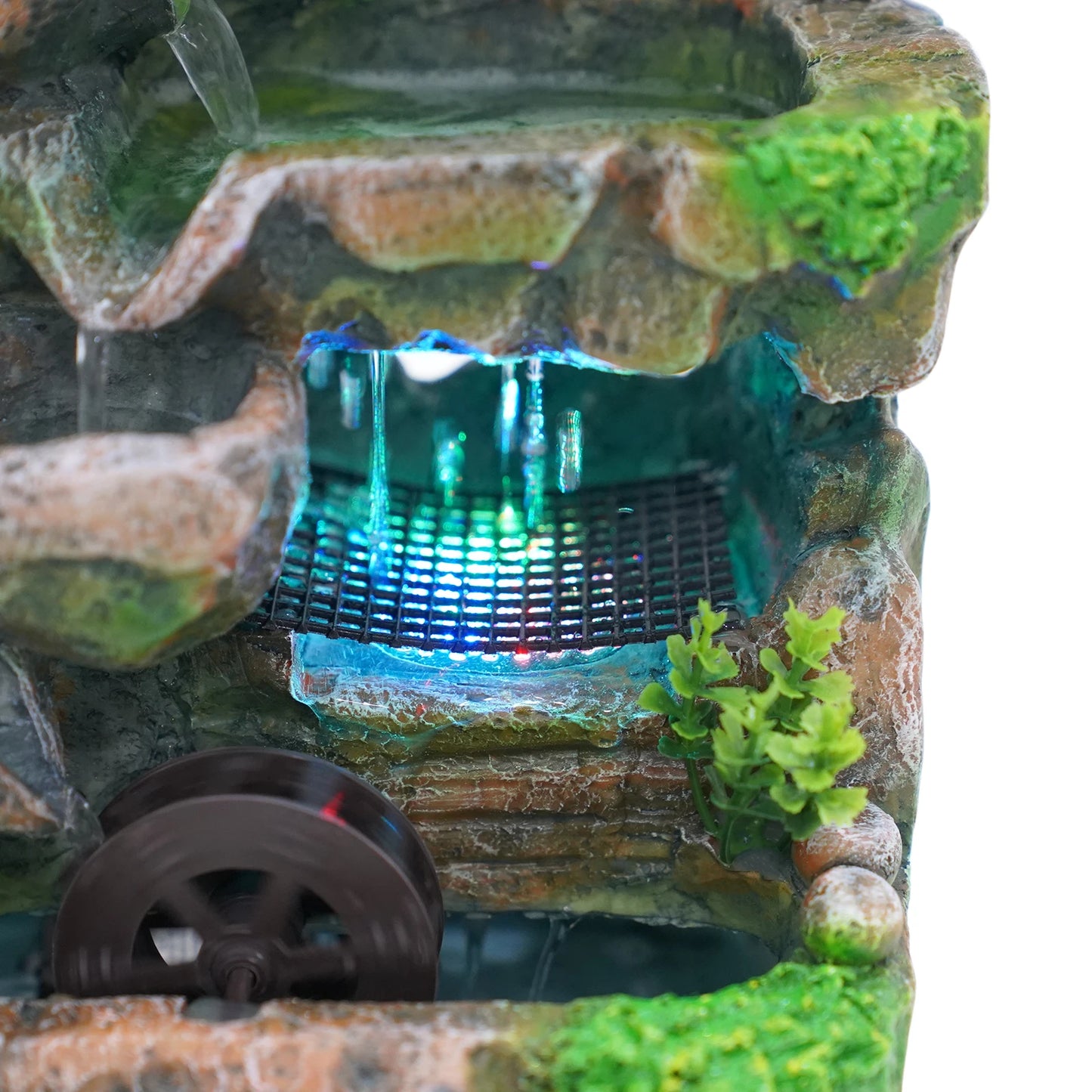 Indoor Tabletop Fountains Waterfall Fountain with LED Light Relaxation Zen Meditation Decor for Home Office Bedroom