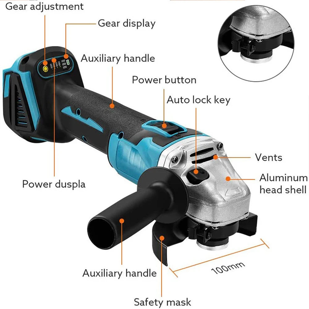 For Makita 125mm Brushless Electric Angle Grinder 18V Battery Devices Combo Kit Impact Wrench Battery Power Tool Sets