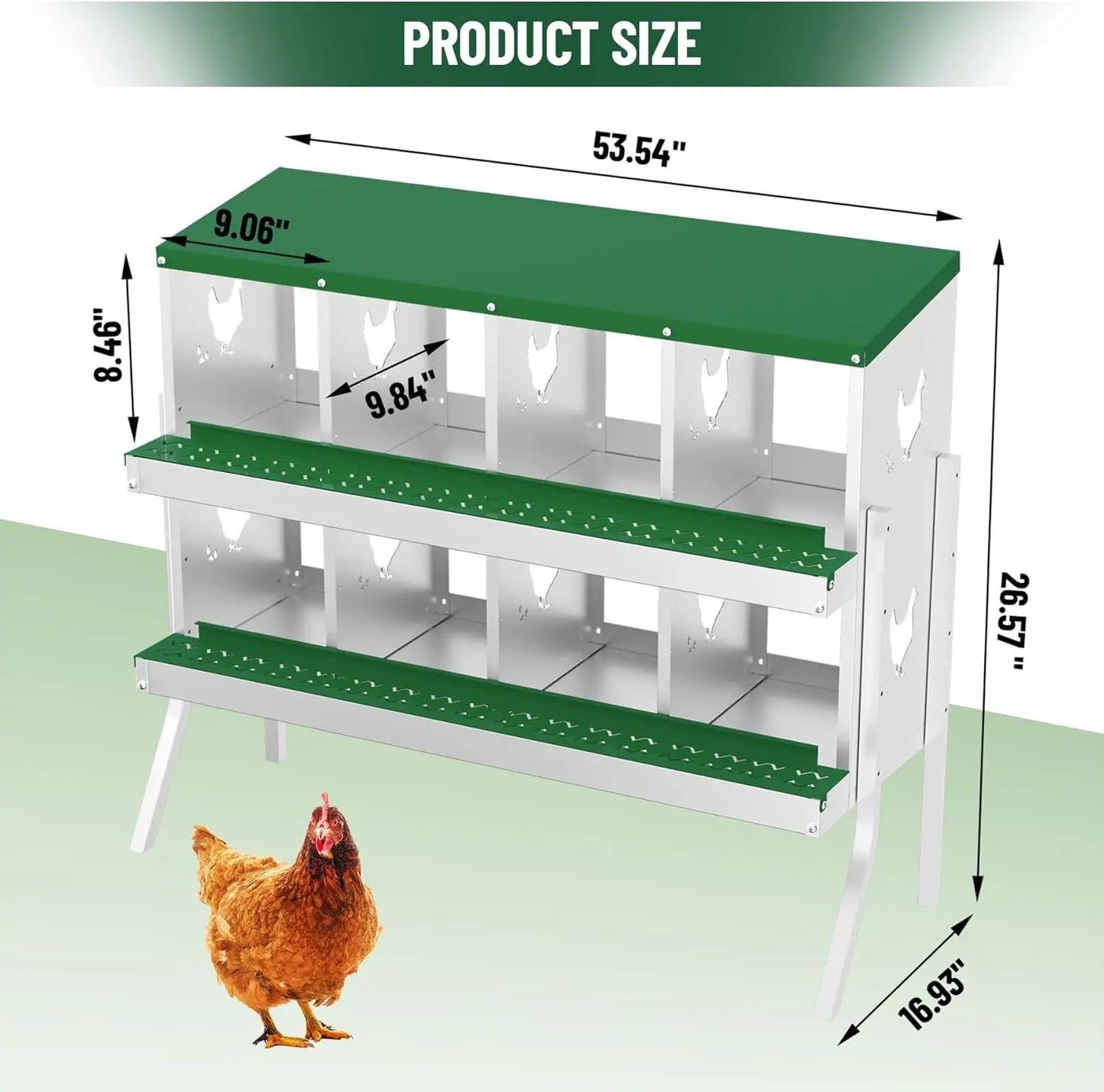 Chicken Nesting Box with Bracket Legs 6 8 10 Compartment Metal Chicken Laying Boxes for Chicken Coop Hens