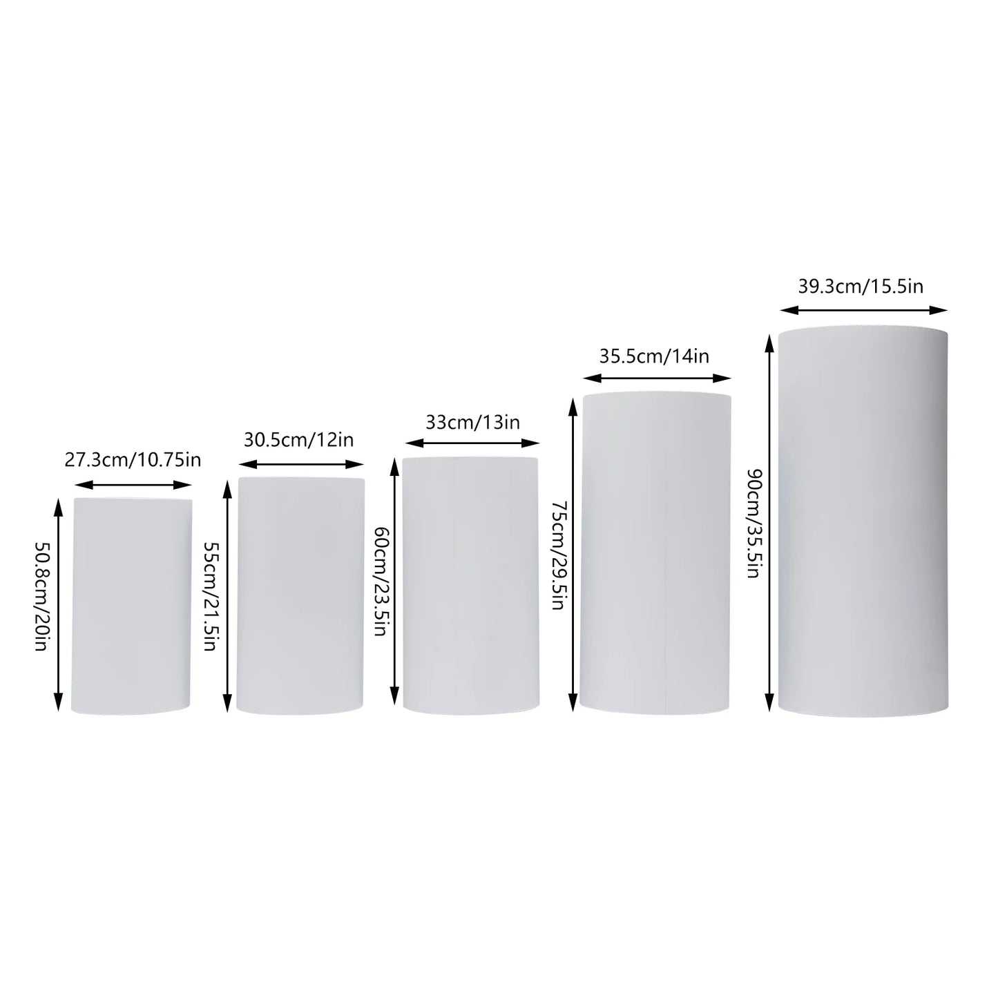 3/5PCS Cylinder Display Stands Iron Wedding Cake Cylinder Flowers Pillars Wedding Backdrop for Party Wedding Decorations White