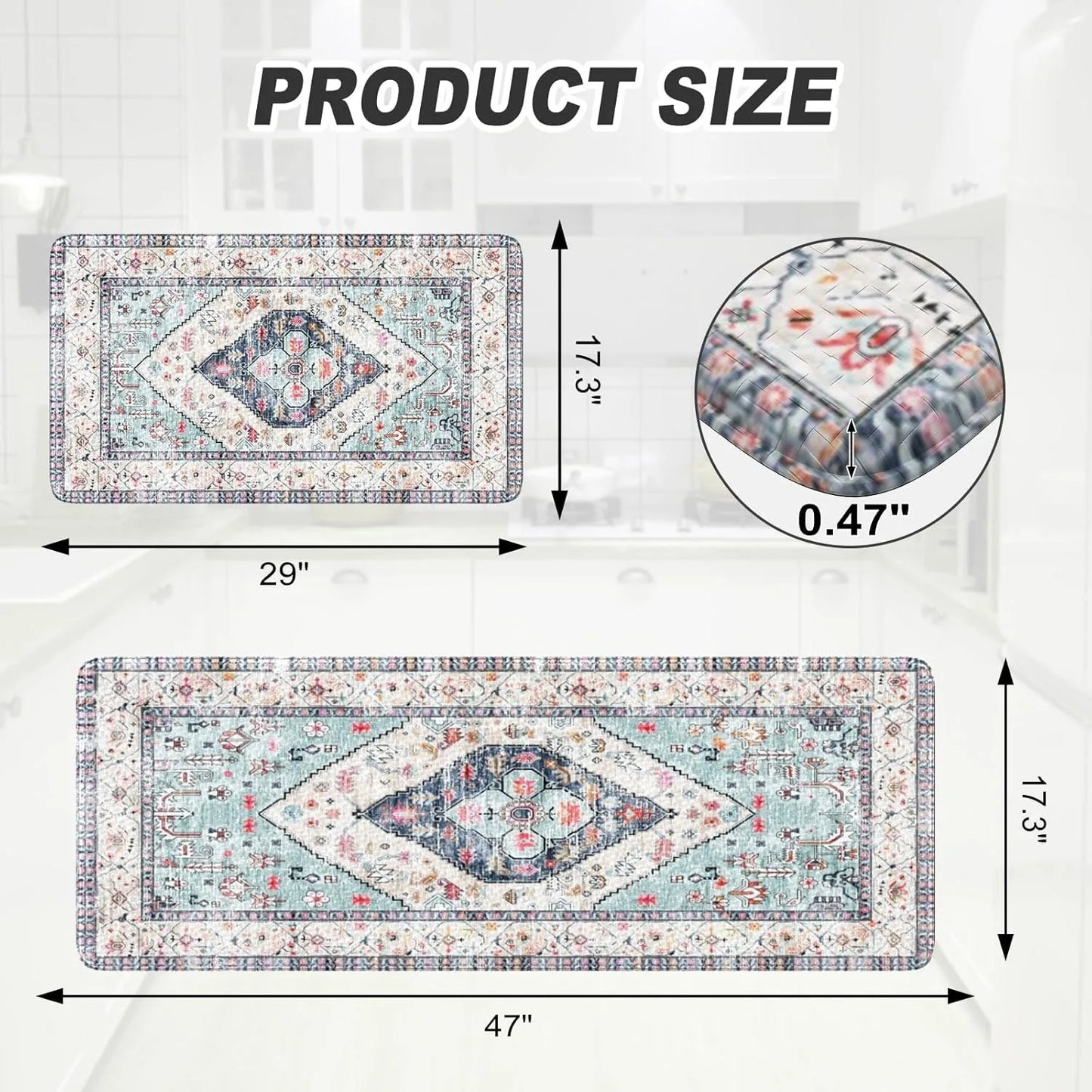 Farmhouse Kitchen Mats,Anti Fatigue Kitchen Rugs Sets of 2, Non Slip Waterproof Kitchen Floor Mats, Ergonomic