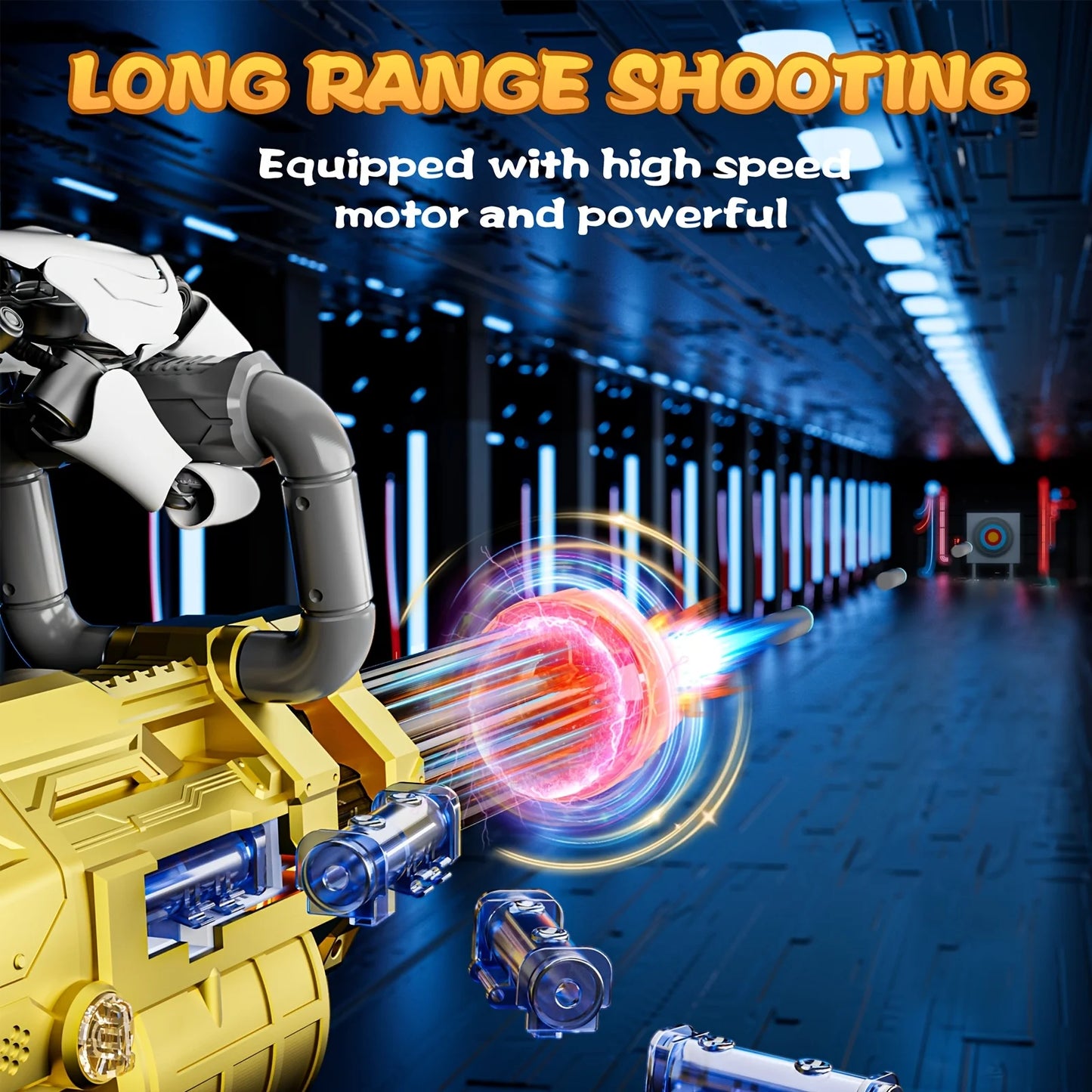 Gatling Machine Gun Bullet Chain Soft Bullet Electric/Manual, High Speed Shooting Toy, High Quality Toy Gun With Light Cool Eff