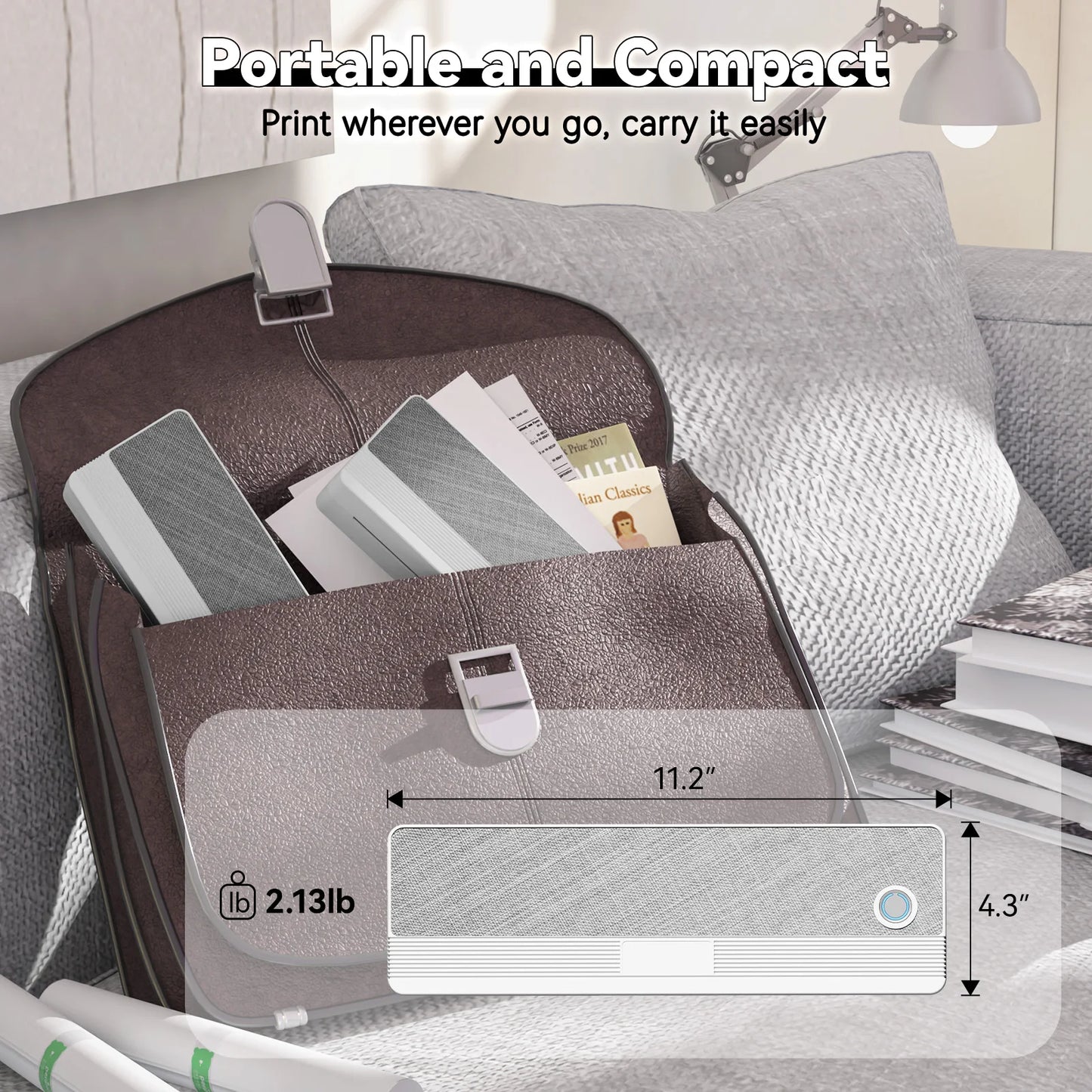 PeriPage P81 Portable Thermal Printer Wireless Travel - Mobile Compact Printer Support 8.5 X 11 US Letter & A4 Thermal Paper
