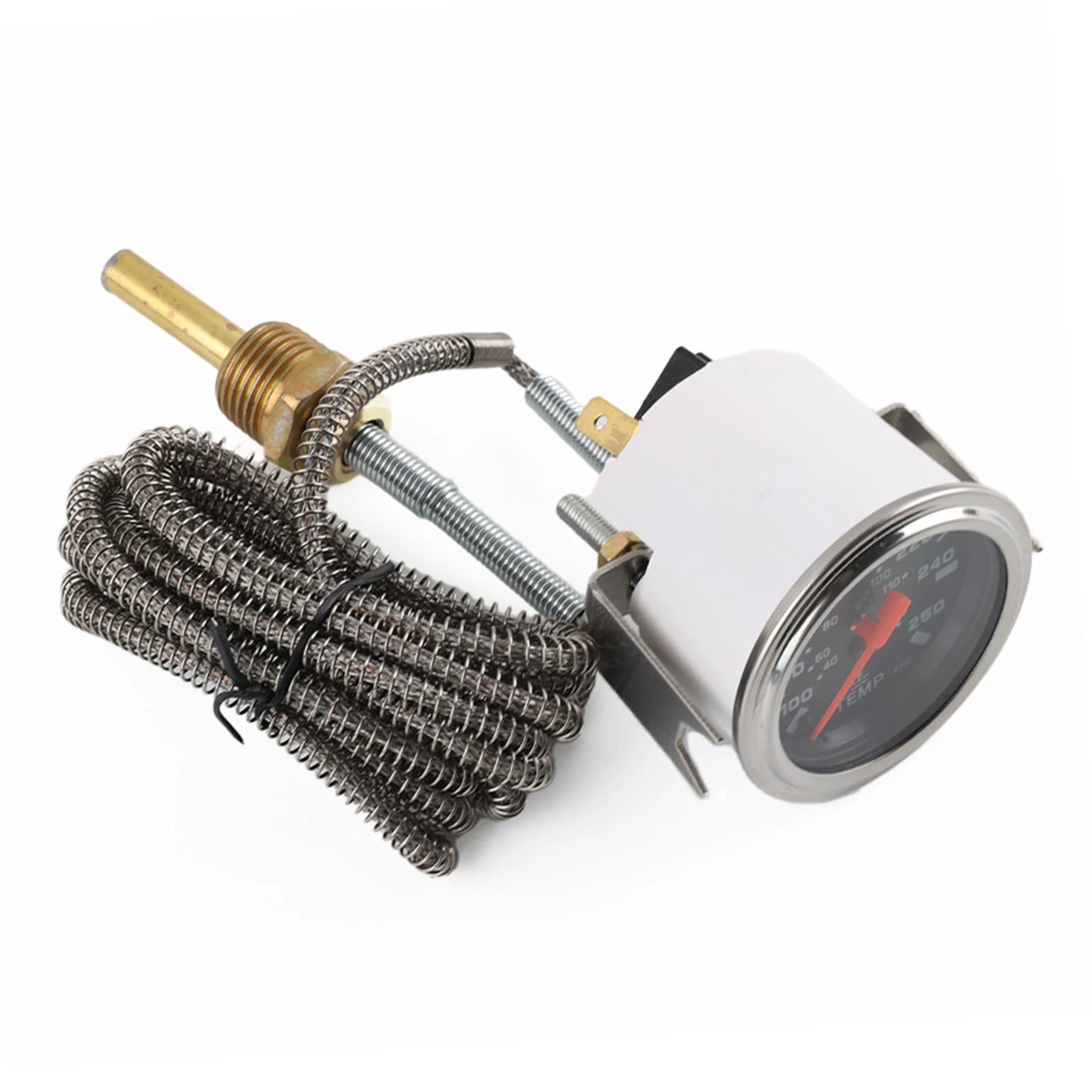 2'' 52mm Chrome Pointer Water Temp Temperature Gauge Mechanical Black Face ℃ / ℉