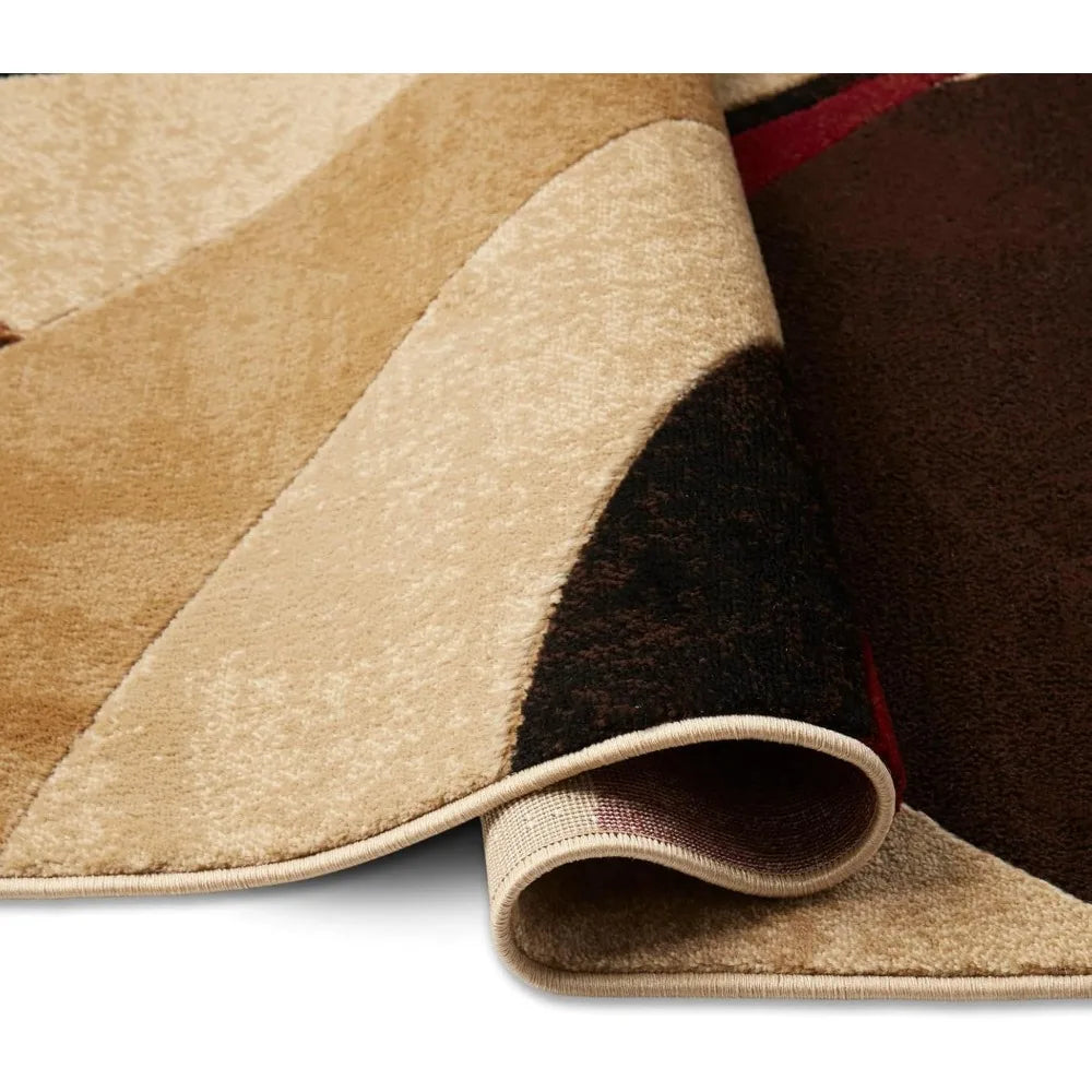 Tribeca Slade Modern Area Rug, Abstract Brown/Red 6'7"x9'10"