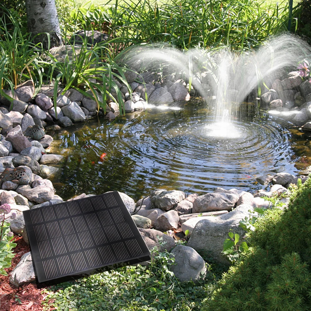 1.5W Solar Fountain with Panel Water Pump with 6 Nozzles Solar Panel Kit Water Pump Energy Saving for Outdoor Fish Tank Aquarium